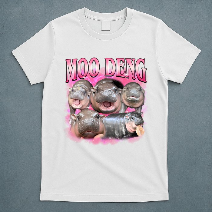 Pink Moo Deng Meme Hippo Funny T-Shirt