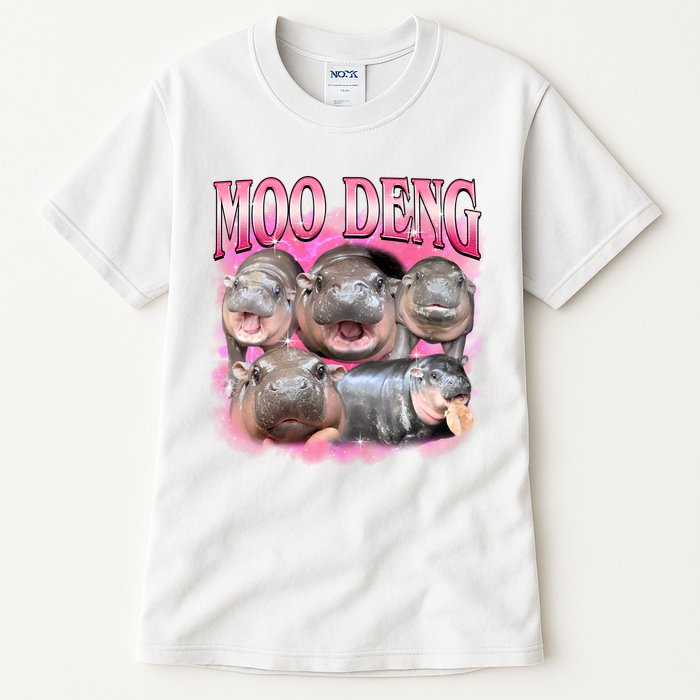 Pink Moo Deng Meme Hippo Funny Tall T-Shirt