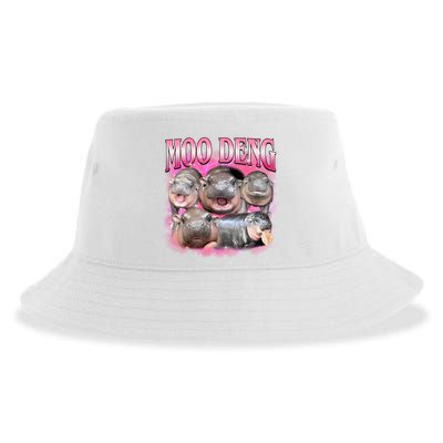 Pink Moo Deng Meme Hippo Funny Sustainable Bucket Hat