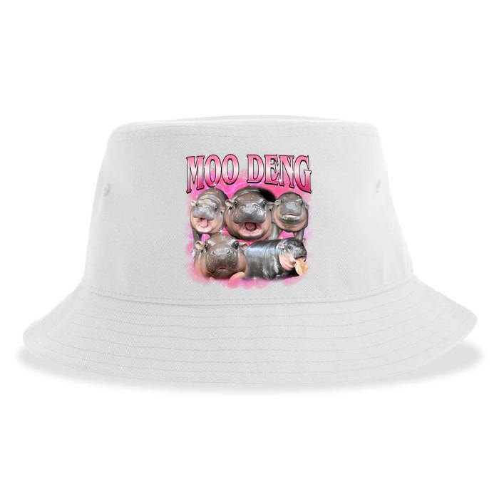 Pink Moo Deng Meme Hippo Funny Sustainable Bucket Hat
