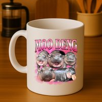 Pink Moo Deng Meme Hippo Funny Mug