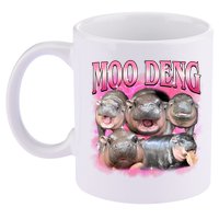 Pink Moo Deng Meme Hippo Funny 11oz C Handle Ceramic Mug