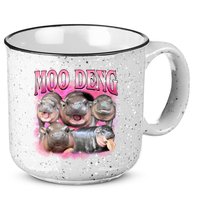 Pink Moo Deng Meme Hippo Funny 15oz Campfire Ceramic Mug