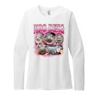 Pink Moo Deng Meme Hippo Funny Womens CVC Long Sleeve Shirt