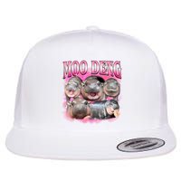 Pink Moo Deng Meme Hippo Funny Flat Bill Trucker Hat