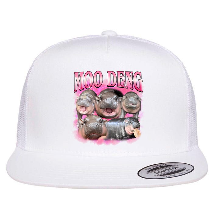 Pink Moo Deng Meme Hippo Funny Flat Bill Trucker Hat