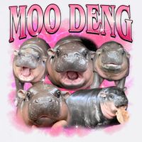 Pink Moo Deng Meme Hippo Funny Flat Bill Trucker Hat