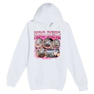 Pink Moo Deng Meme Hippo Funny Premium Pullover Hoodie