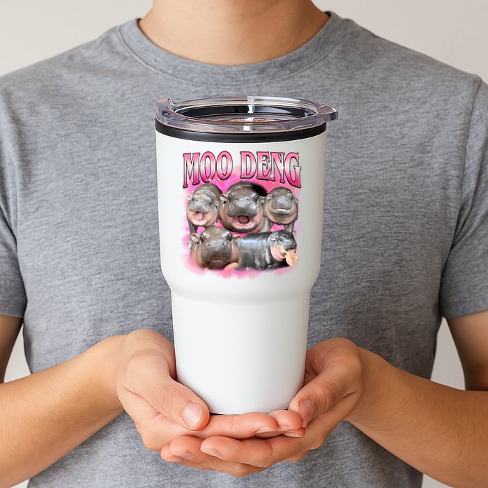Pink Moo Deng Meme Hippo Funny Tumbler