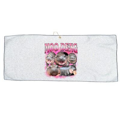Pink Moo Deng Meme Hippo Funny Large Microfiber Waffle Golf Towel
