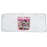 Pink Moo Deng Meme Hippo Funny Large Microfiber Waffle Golf Towel