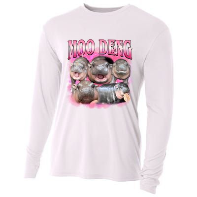 Pink Moo Deng Meme Hippo Funny Cooling Performance Long Sleeve Crew