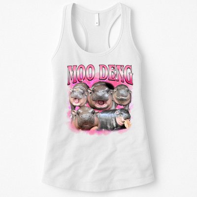 Pink Moo Deng Meme Hippo Funny Womens Tank Top