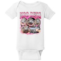 Pink Moo Deng Meme Hippo Funny Baby Bodysuit