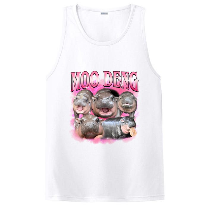 Pink Moo Deng Meme Hippo Funny PosiCharge Competitor Tank