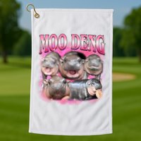 Pink Moo Deng Meme Hippo Funny Golf Towel