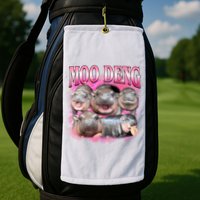 Pink Moo Deng Meme Hippo Funny Golf Towel