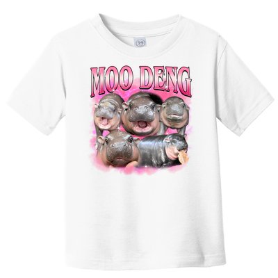 Pink Moo Deng Meme Hippo Funny Toddler T-Shirt