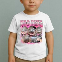 Pink Moo Deng Meme Hippo Funny Toddler T-Shirt