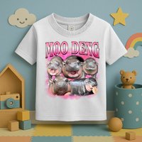Pink Moo Deng Meme Hippo Funny Toddler T-Shirt