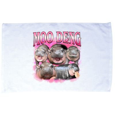 Pink Moo Deng Meme Hippo Funny Microfiber Hand Towel