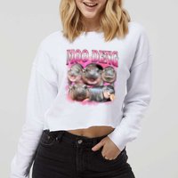 Pink Moo Deng Meme Hippo Funny Cropped Pullover Crew