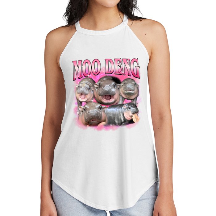 Pink Moo Deng Meme Hippo Funny Women's Perfect Tri Rocker Tank