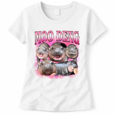 Pink Moo Deng Meme Hippo Funny Women's T-Shirt