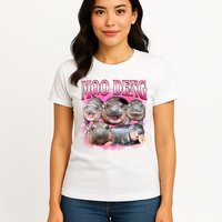 Pink Moo Deng Meme Hippo Funny Womens T-Shirt