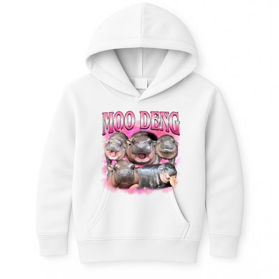 Pink Moo Deng Meme Hippo Funny Kids Hoodie