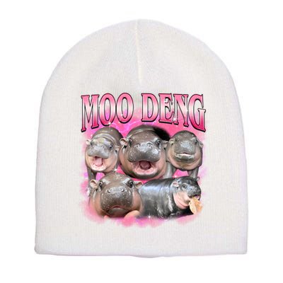 Pink Moo Deng Meme Hippo Funny Short Acrylic Beanie