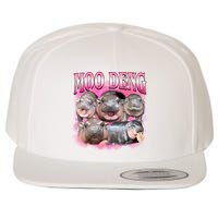 Pink Moo Deng Meme Hippo Funny Wool Snapback Cap