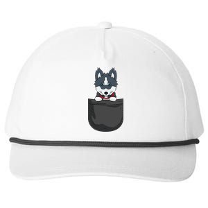 Pomsky Mom Dad Dog In Pocket Cute Funny Pet Lover Snapback Five-Panel Rope Hat