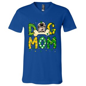 Pekingese Mom Dog Mom Shamrock St Patrick's Day Funny Gift V-Neck T-Shirt