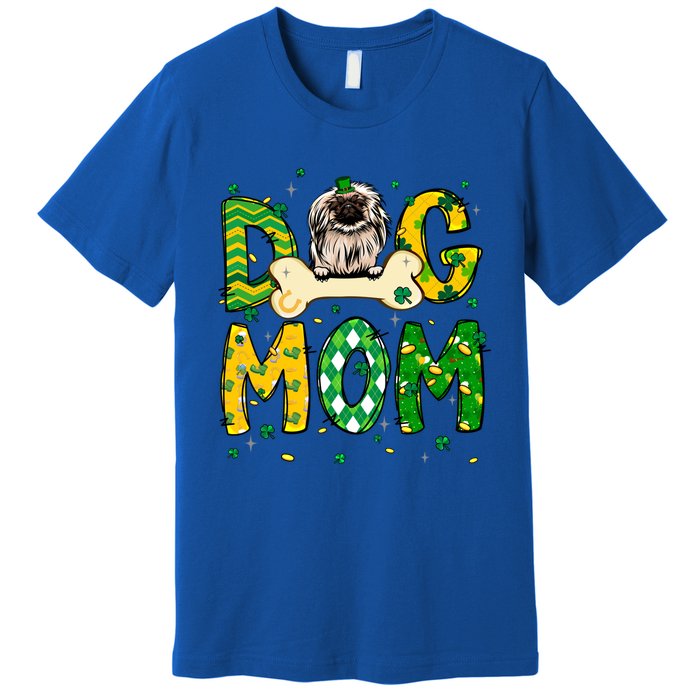 Pekingese Mom Dog Mom Shamrock St Patrick's Day Funny Gift Premium T-Shirt