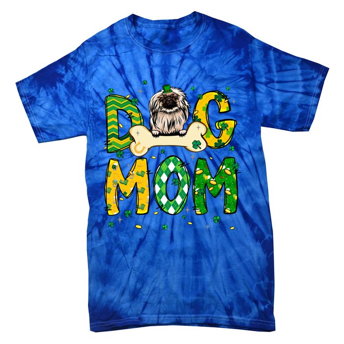 Pekingese Mom Dog Mom Shamrock St Patrick's Day Funny Gift Tie-Dye T-Shirt