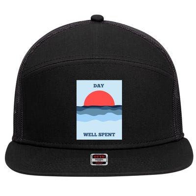 Positive Messaging Day Well Spent Surf And Street Wear 7 Panel Mesh Trucker Snapback Hat