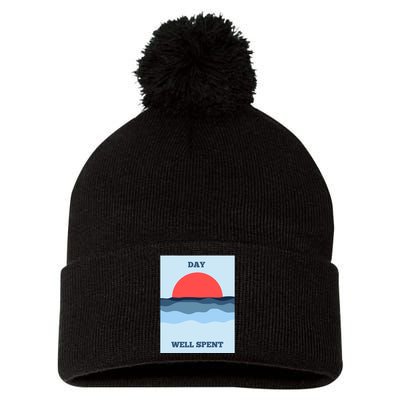 Positive Messaging Day Well Spent Surf And Street Wear Pom Pom 12in Knit Beanie