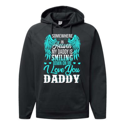 Proud My Daddy In Heaven Happy Father's Day Proud Of Daddy Performance Fleece Hoodie