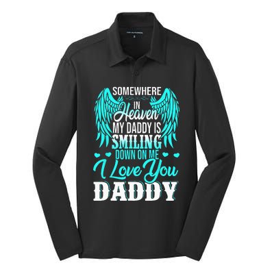 Proud My Daddy In Heaven Happy Father's Day Proud Of Daddy Silk Touch Performance Long Sleeve Polo