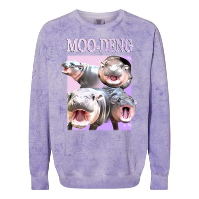 Purple Moo Deng Meme Hippo Funny Colorblast Crewneck Sweatshirt