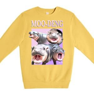 Purple Moo Deng Meme Hippo Funny Premium Crewneck Sweatshirt