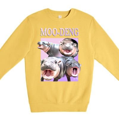 Purple Moo Deng Meme Hippo Funny Premium Crewneck Sweatshirt