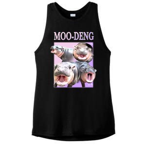 Purple Moo Deng Meme Hippo Funny Ladies PosiCharge Tri-Blend Wicking Tank