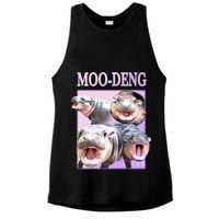 Purple Moo Deng Meme Hippo Funny Ladies PosiCharge Tri-Blend Wicking Tank