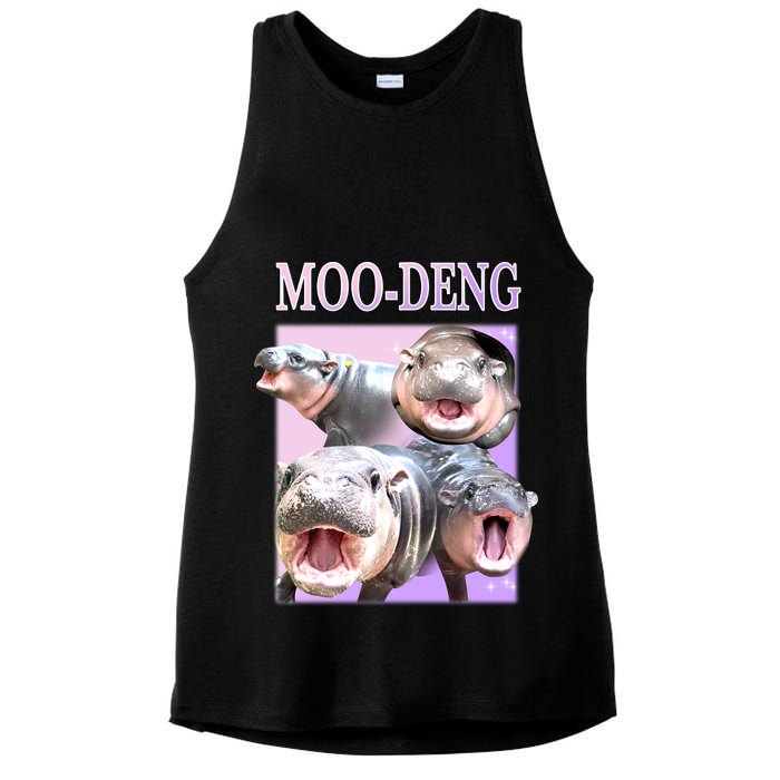 Purple Moo Deng Meme Hippo Funny Ladies PosiCharge Tri-Blend Wicking Tank