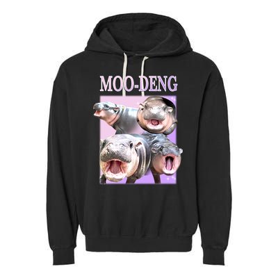 Purple Moo Deng Meme Hippo Funny Garment-Dyed Fleece Hoodie