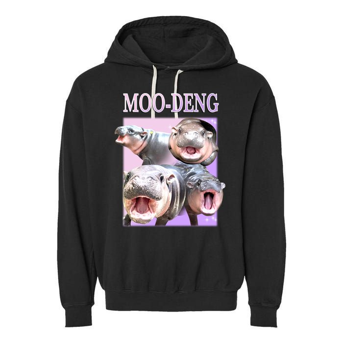 Purple Moo Deng Meme Hippo Funny Garment-Dyed Fleece Hoodie