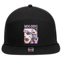 Purple Moo Deng Meme Hippo Funny 7 Panel Mesh Trucker Snapback Hat