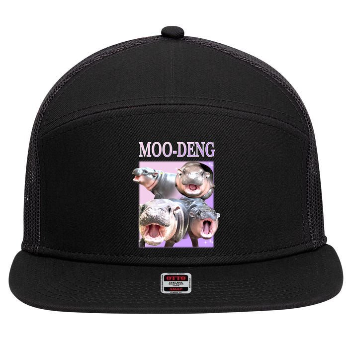 Purple Moo Deng Meme Hippo Funny 7 Panel Mesh Trucker Snapback Hat